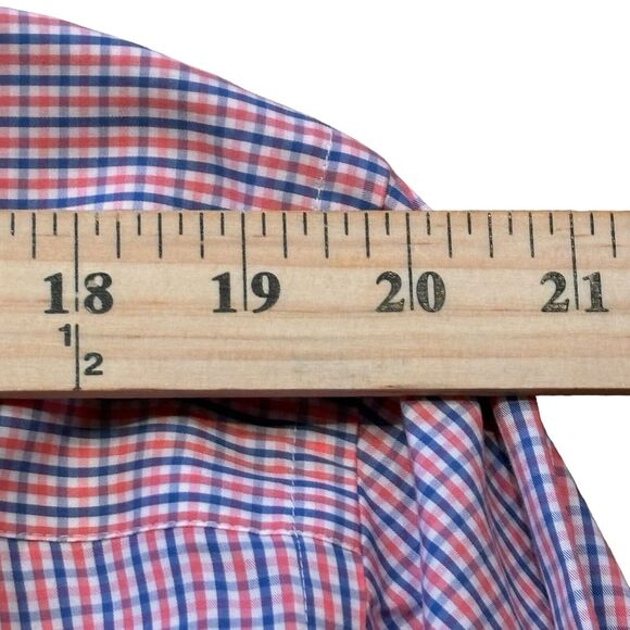 Peter Millar Blue & Orange Checked Button Down Men’s Size Large Weekender Finish - Picture 8 of 10